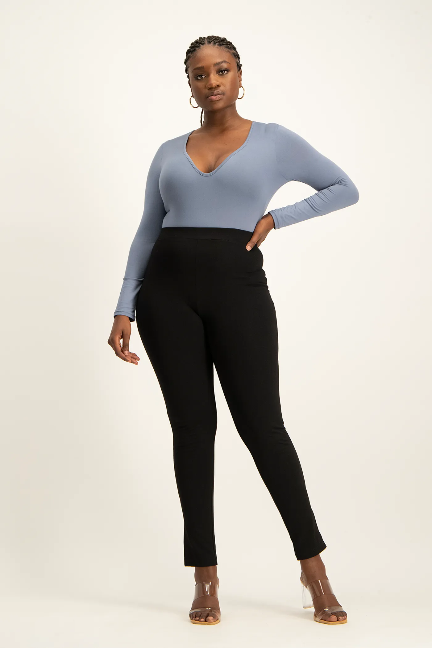 Gigi V-Neck Bodysuit - Flintstone