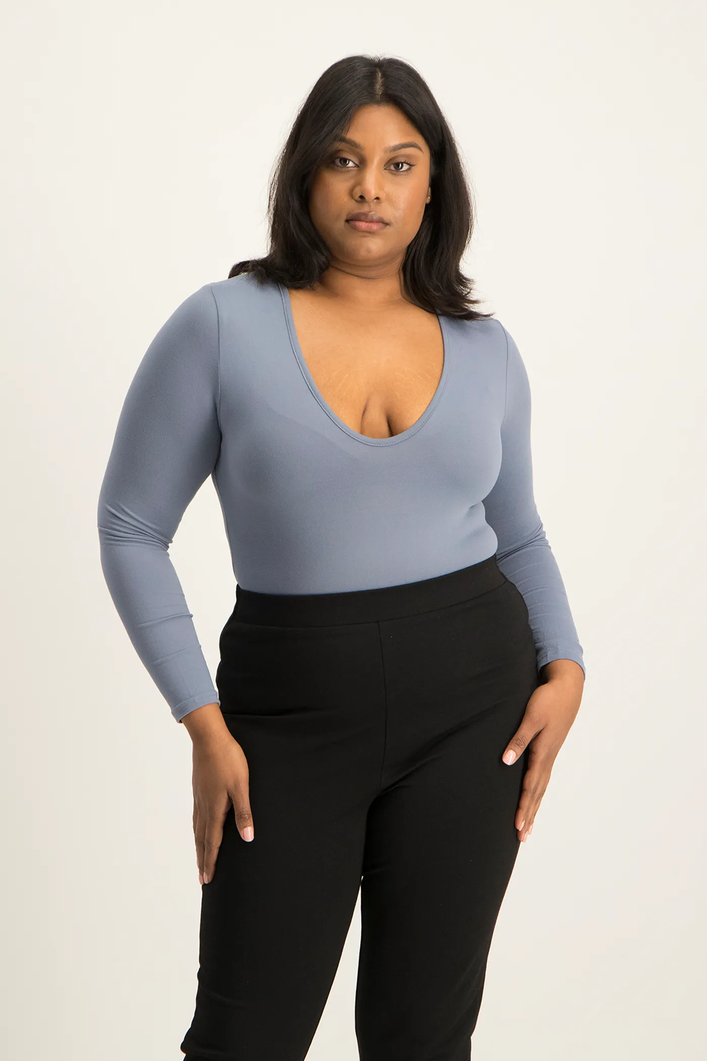 Gigi V-Neck Bodysuit - Flintstone