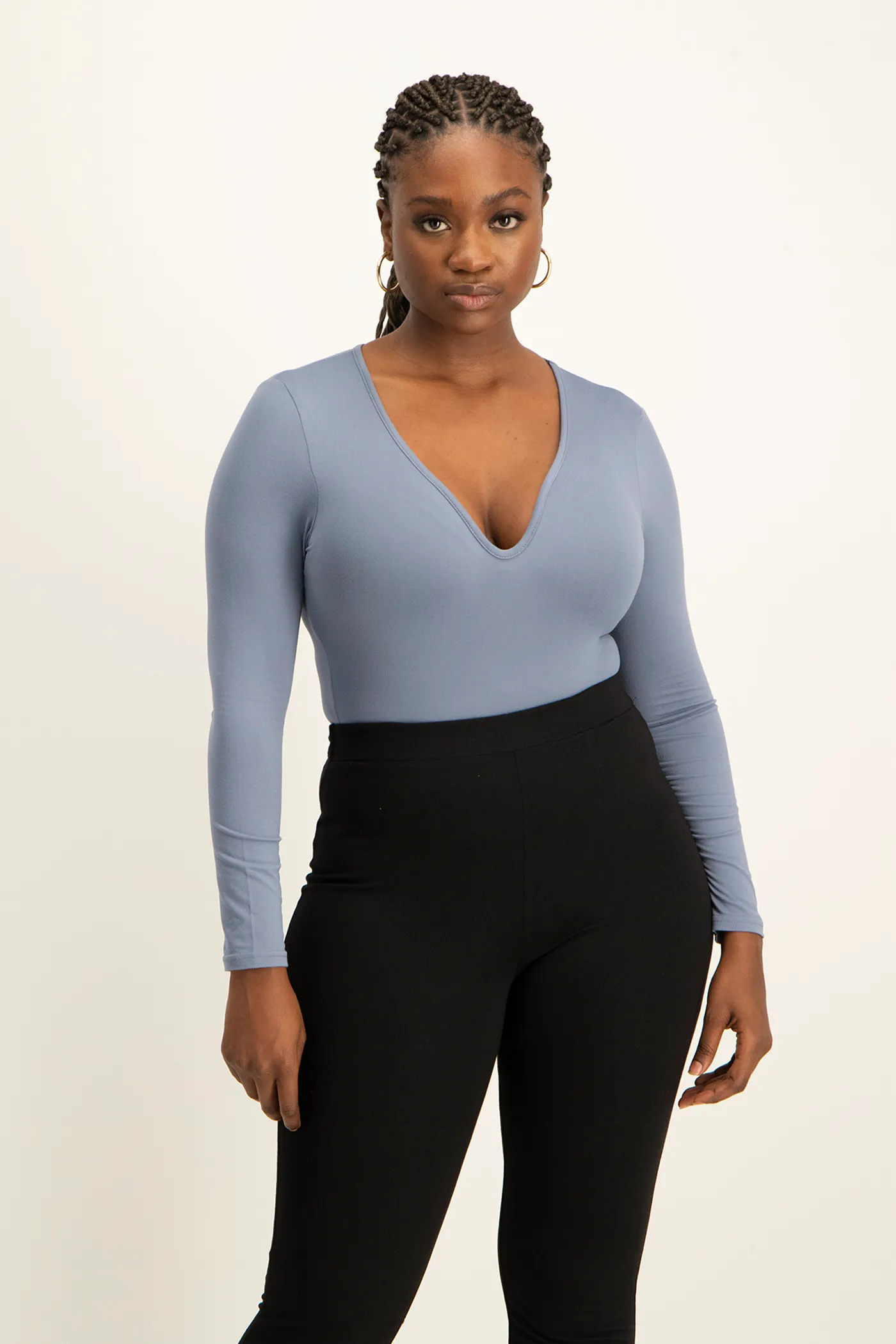 Gigi V-Neck Bodysuit - Flintstone