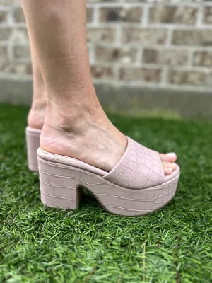 Giza Heel Sandal- Mauve Croc