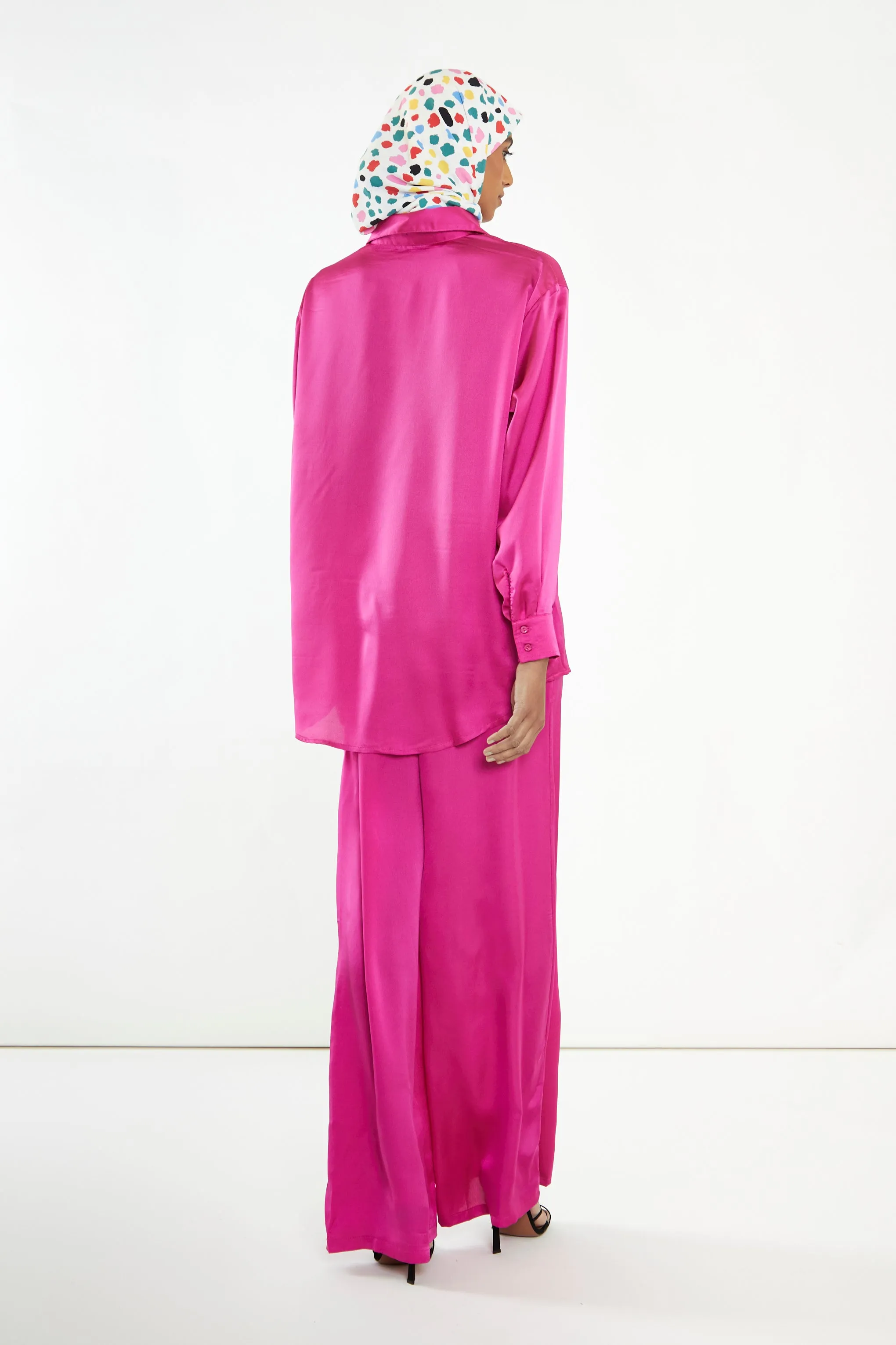 Glamorous Modest Satin Trouser Fuchsia