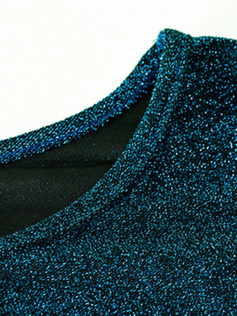 Glittering Bodycon Sweater Dress with Balloon Sleeve - Be Glamorous!