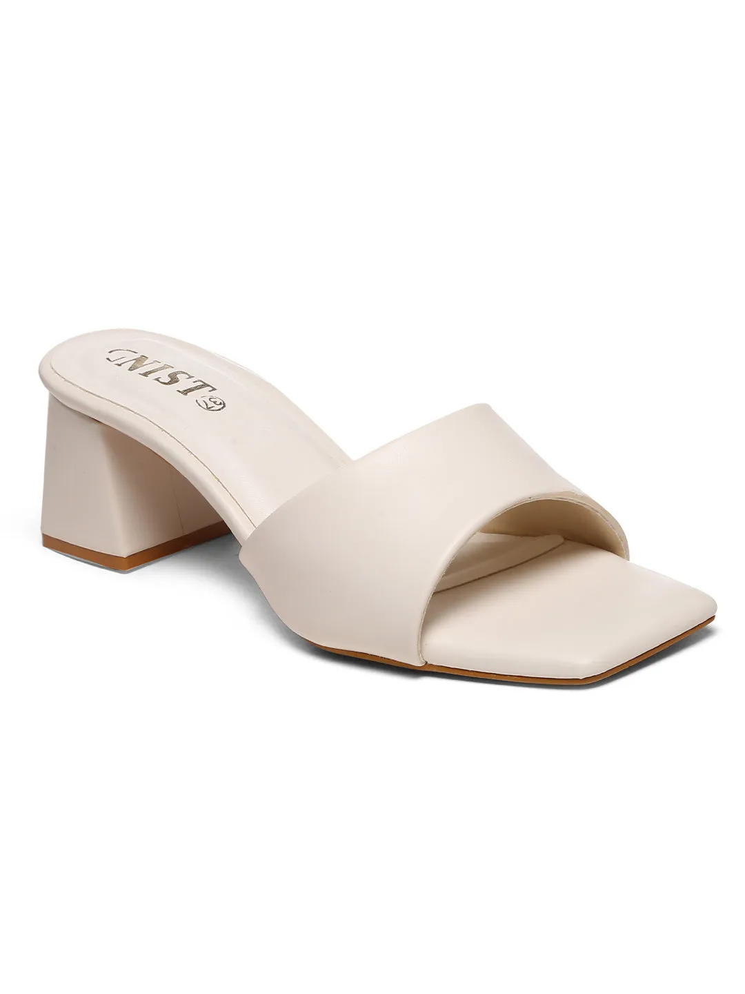 GNIST White Chunckey Block Heel