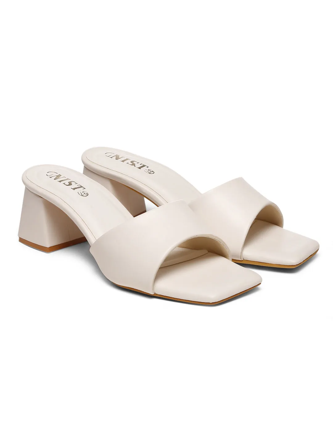 GNIST White Chunckey Block Heel