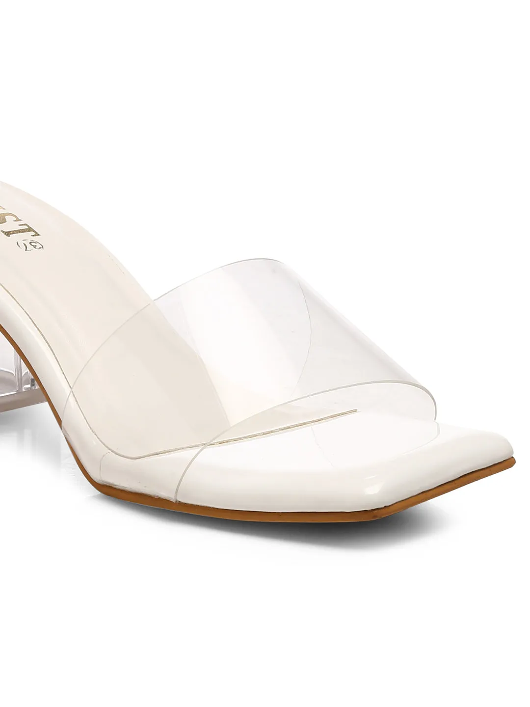 GNIST White Transparent Clear Block Heels