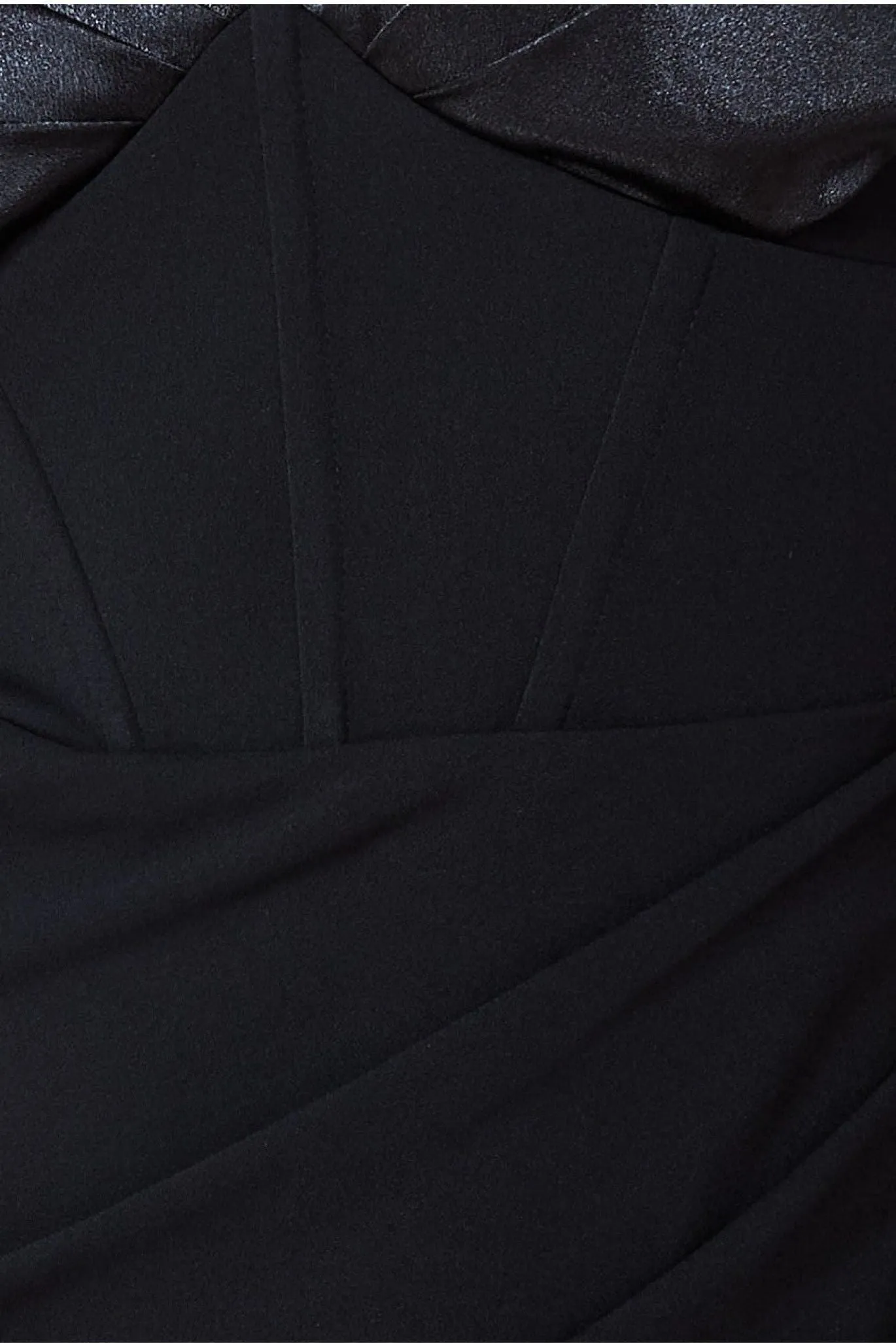 Goddiva Satin & Scuba Off The Shoulder Maxi Dress - Black