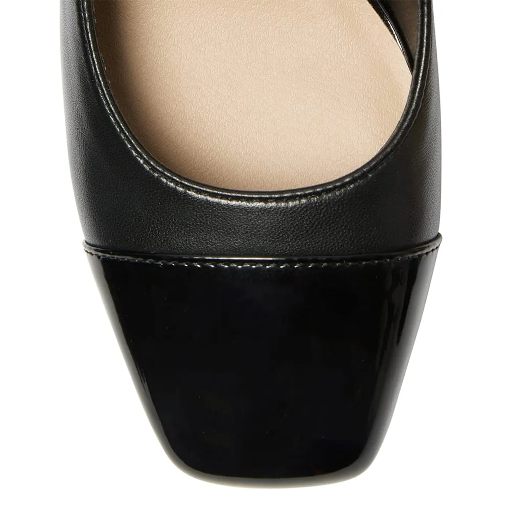 Grace Heel in Black On Black Patent