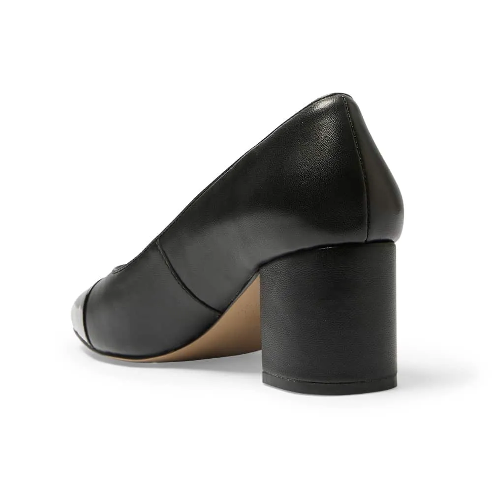 Grace Heel in Black On Black Patent