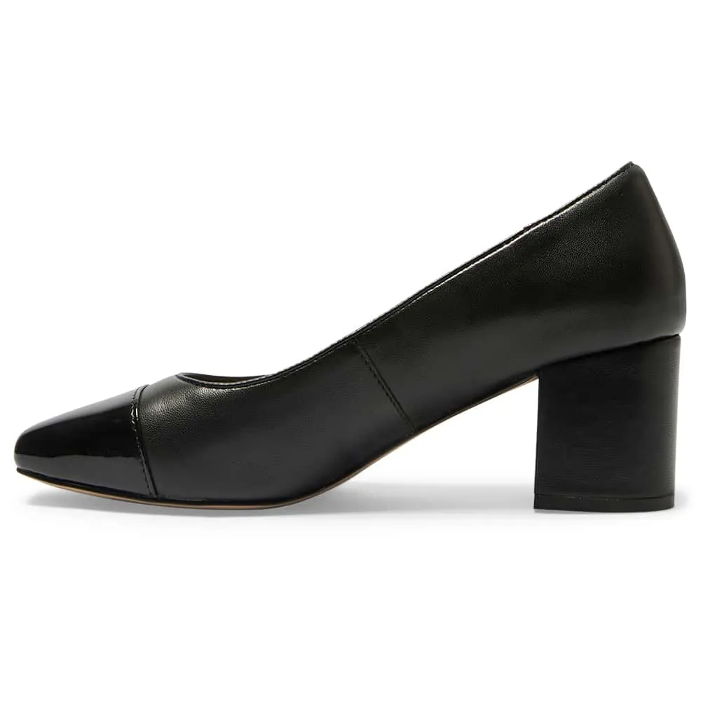 Grace Heel in Black On Black Patent