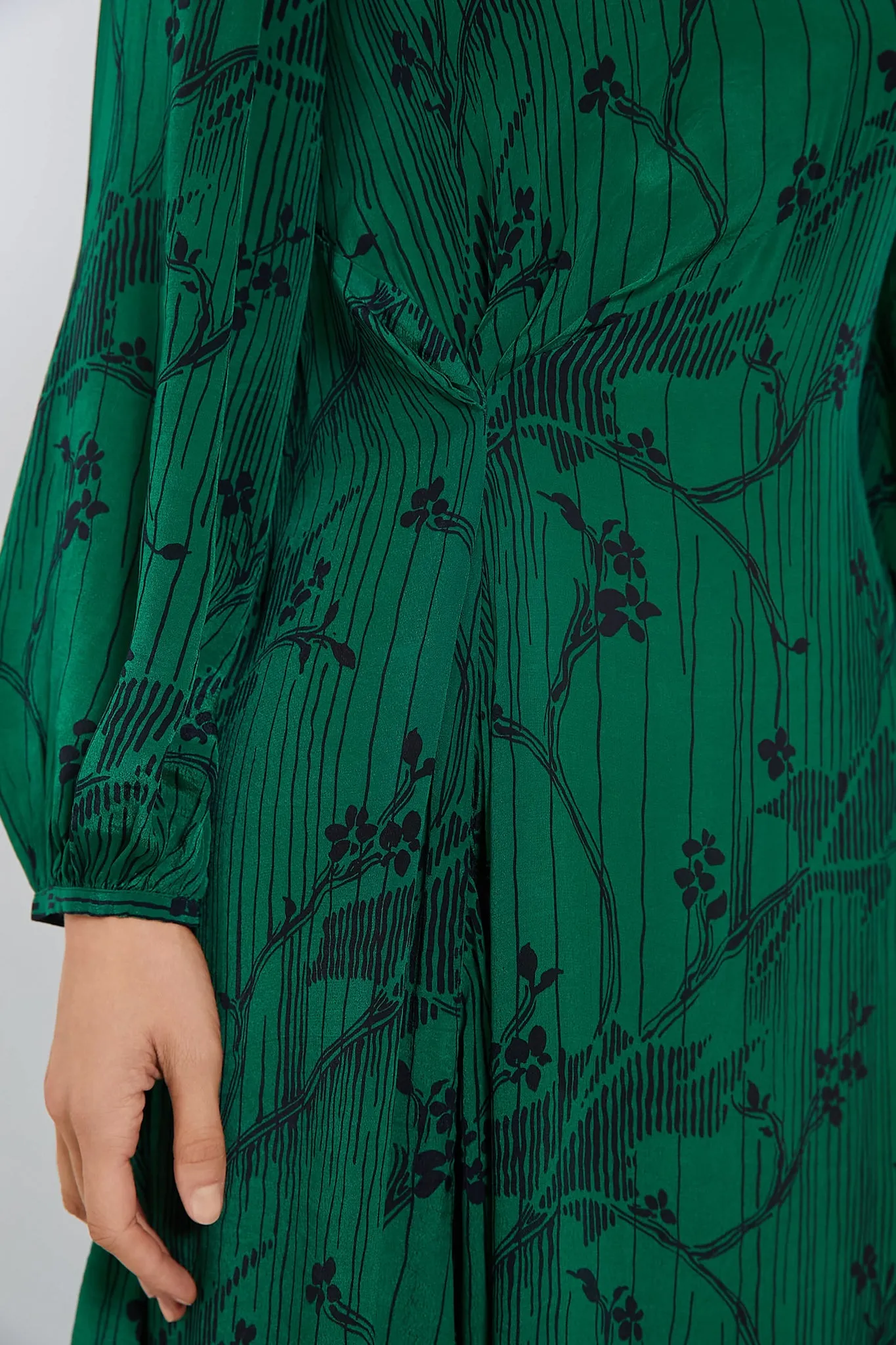 Green Sunniva Print Long Sleeve Dress