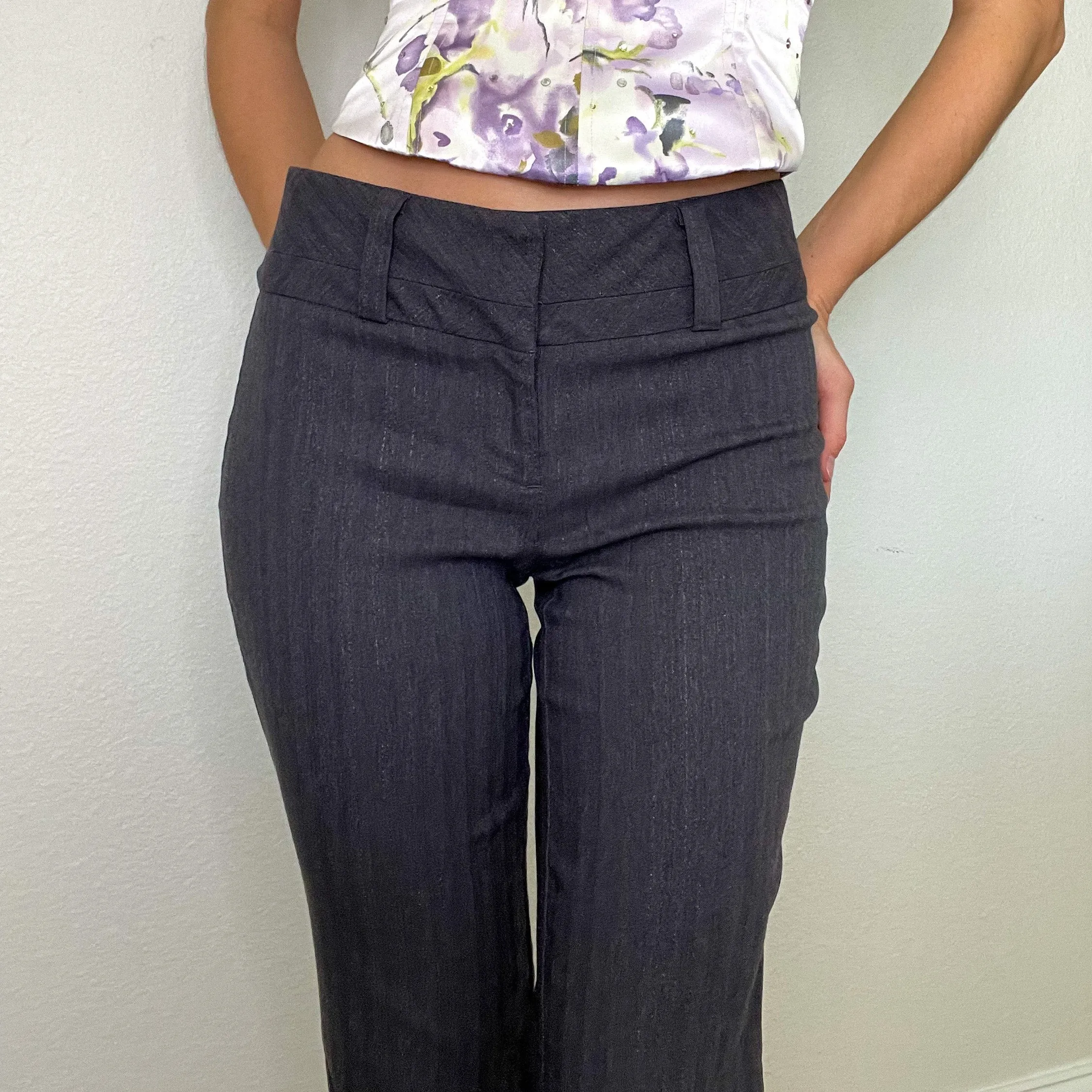 Grey Glitter Low Rise Trousers