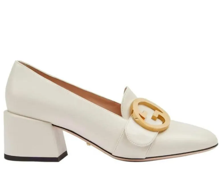 Gucci Blondie Leather Pump Beige Heels