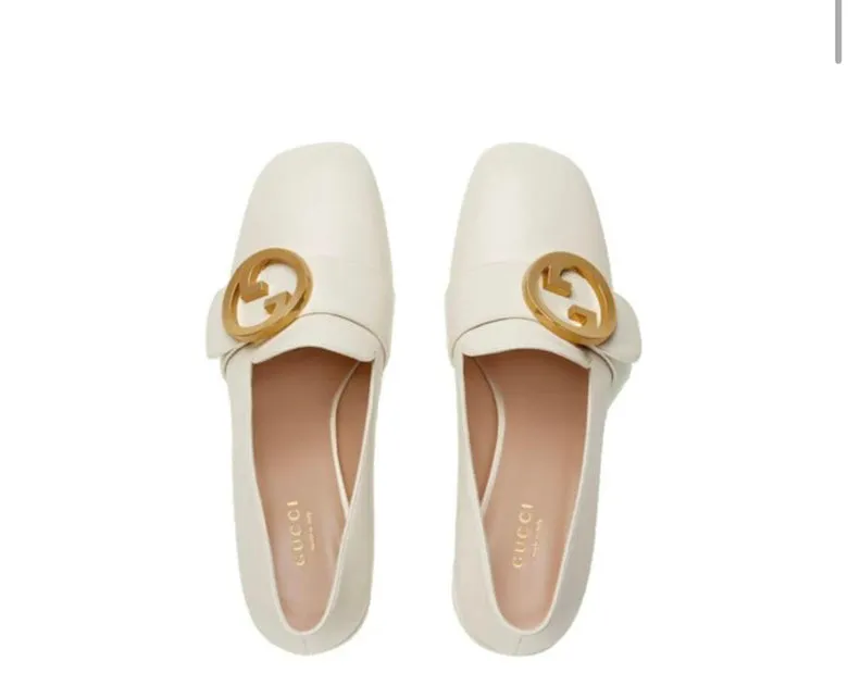 Gucci Blondie Leather Pump Beige Heels
