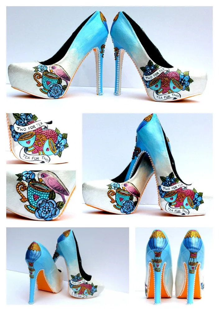 Hand-Painted Hot Air Balloon Heels