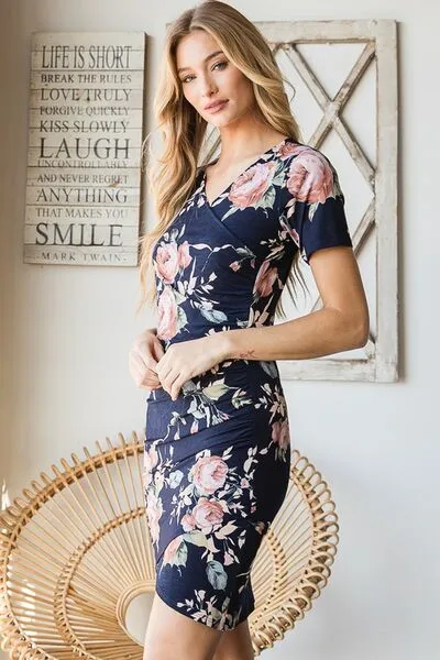 Heimish Ruched Floral Mini Dress