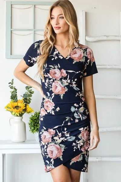 Heimish Ruched Floral Mini Dress