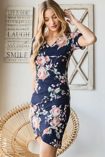 Heimish Ruched Floral Mini Dress