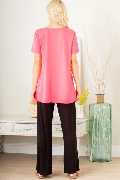 Heimish V-Neck Short Sleeve T-Shirt   Bar Detail