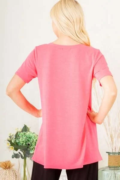 Heimish V-Neck Short Sleeve T-Shirt   Bar Detail
