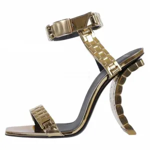 High-end Peep Toe Luxury Gold Watch Ankle High Heels