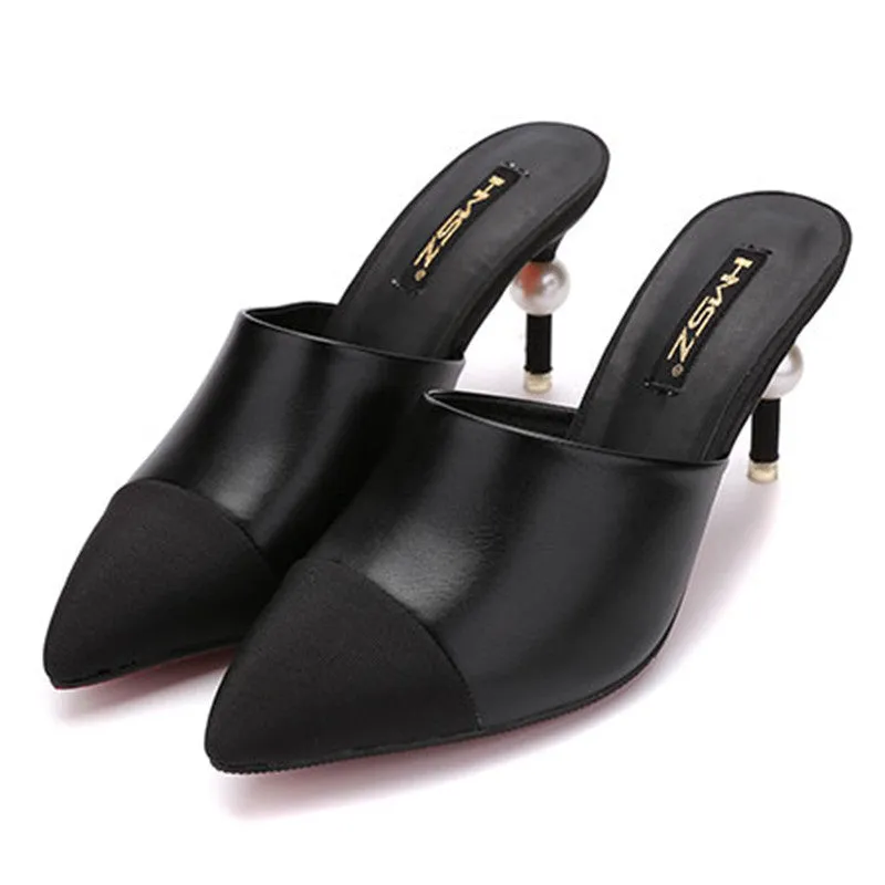 High-end Splicing Leather Luxury Comfortable High Heels