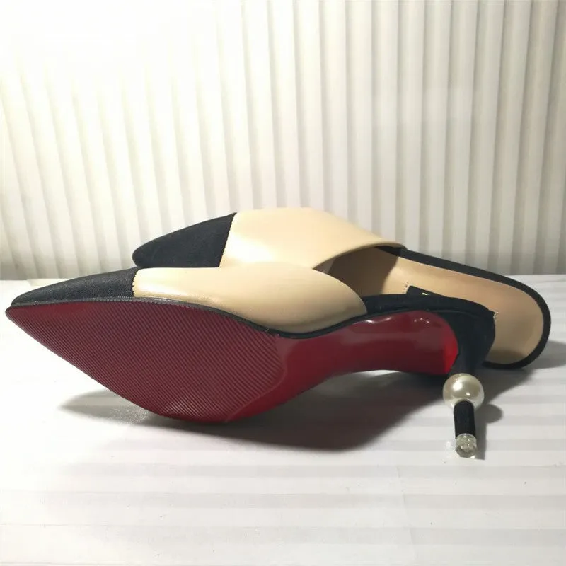 High-end Splicing Leather Luxury Comfortable High Heels
