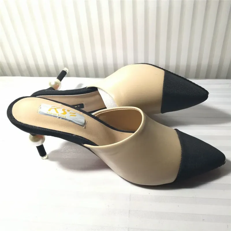 High-end Splicing Leather Luxury Comfortable High Heels