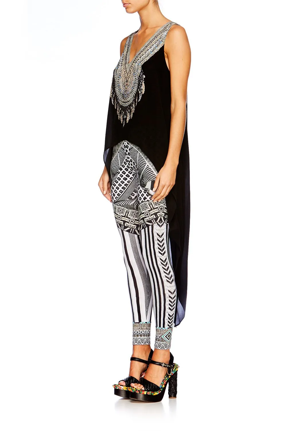 HIGH LOW CROSS BACK TOP BLACK
