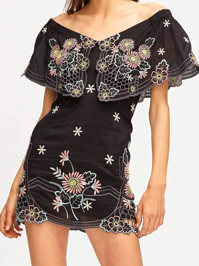 Honeycomb Daisy Off Shoulder Mini Dress