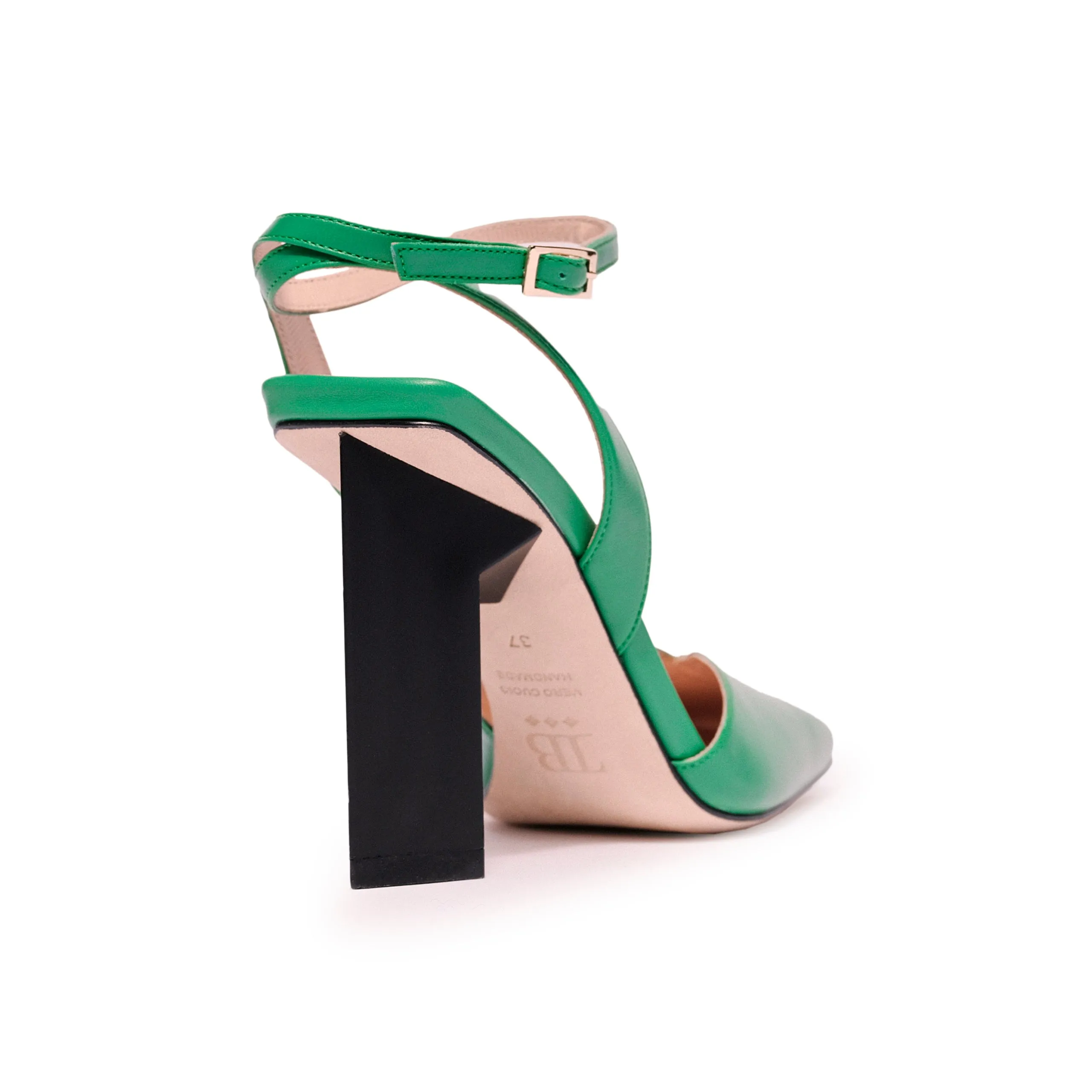 Hope Ankle Strap High Heels in Green