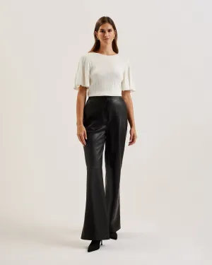 Iivanna Crew Neck Fluted Sleeve Knit Top Ivory