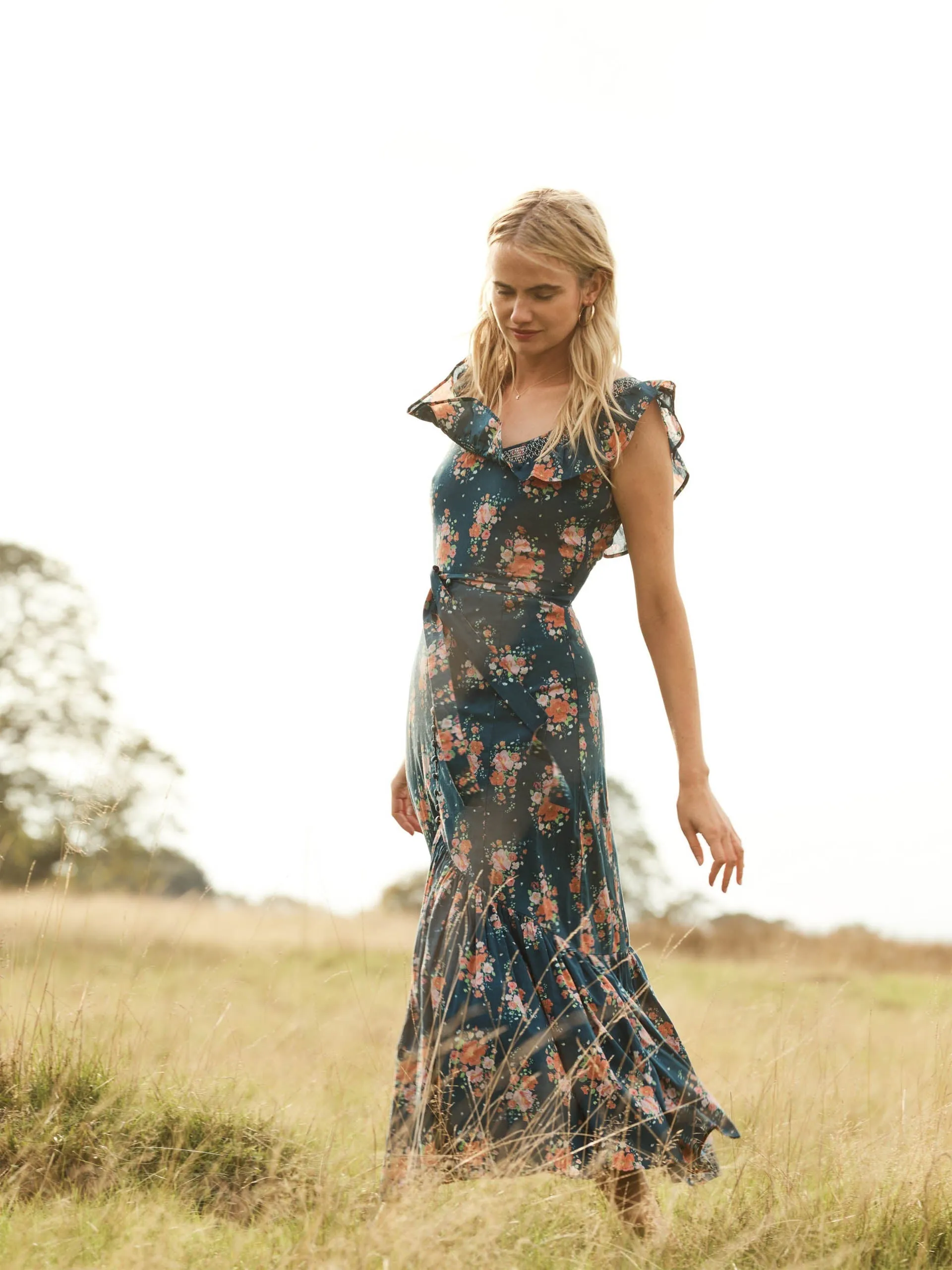 Indigo bouquet Theodora dress