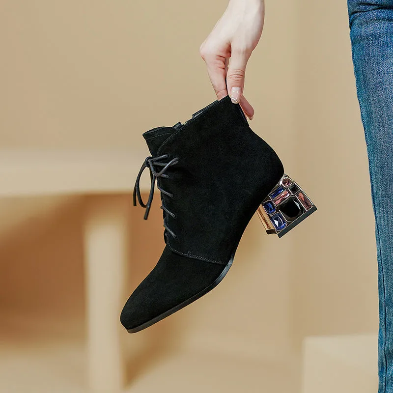 Indya Suede Burgundy Ankle Boots