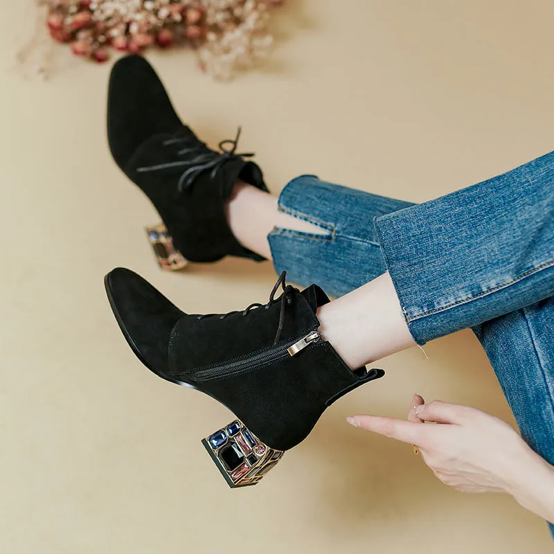 Indya Suede Burgundy Ankle Boots