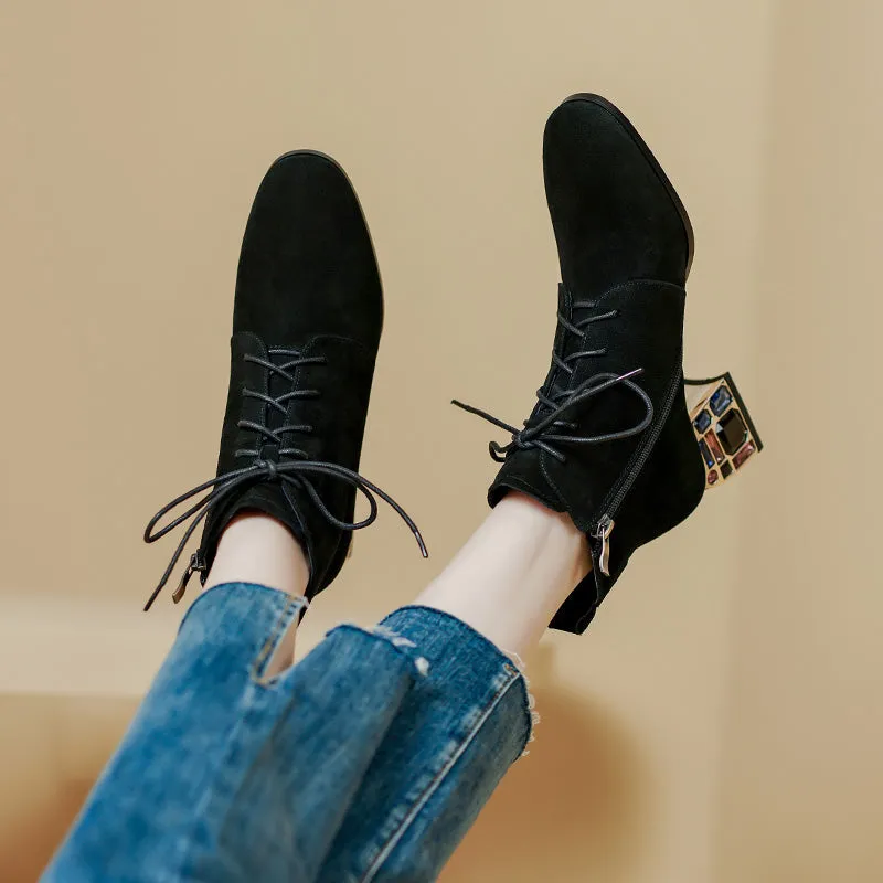 Indya Suede Burgundy Ankle Boots
