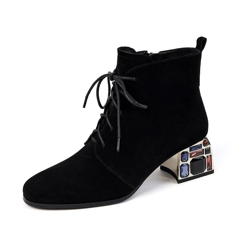 Indya Suede Burgundy Ankle Boots