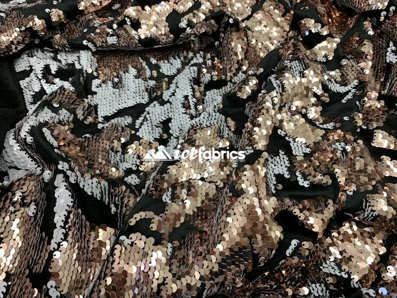 Iridescent 2 Way Stretch Embroider Sequins Fabric On Velvet By The Yard