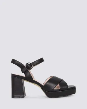 ISADORA PLATFORM HEELS BLACK LEATHER