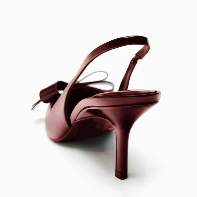 Ivyshape | Burgundy Bow Heels