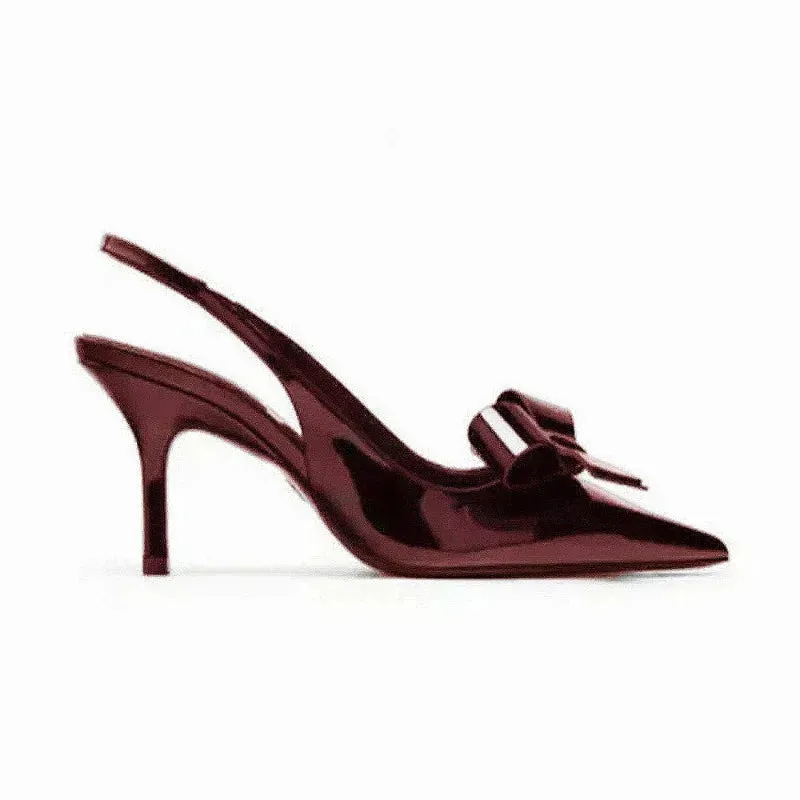 Ivyshape | Burgundy Bow Heels