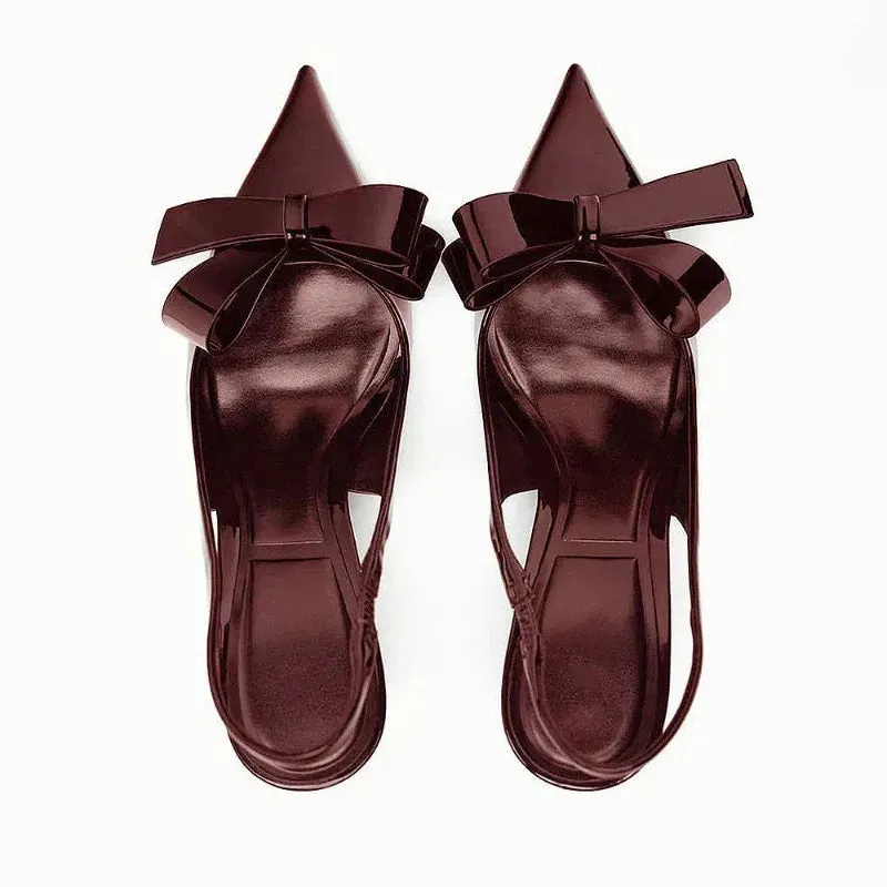Ivyshape | Burgundy Bow Heels