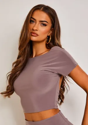 Izzy Mocha Super Soft Low Back Crop Top