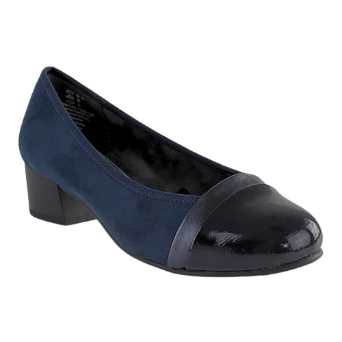 Jana Block Heeled Pumps - 22366-41 - Navy