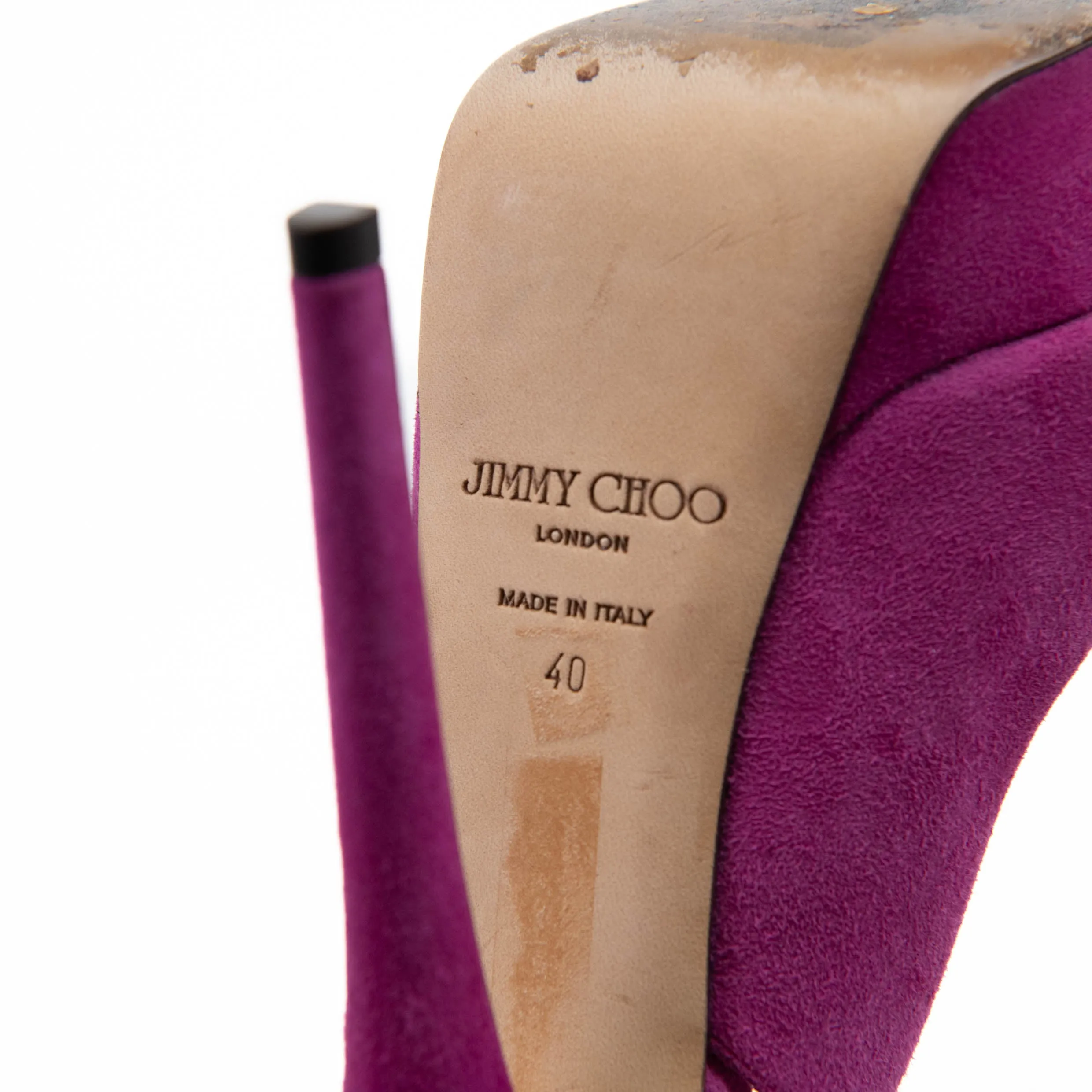 Jimmy Choo Purple Suede Peep Toe Slingback Pumps Size 40