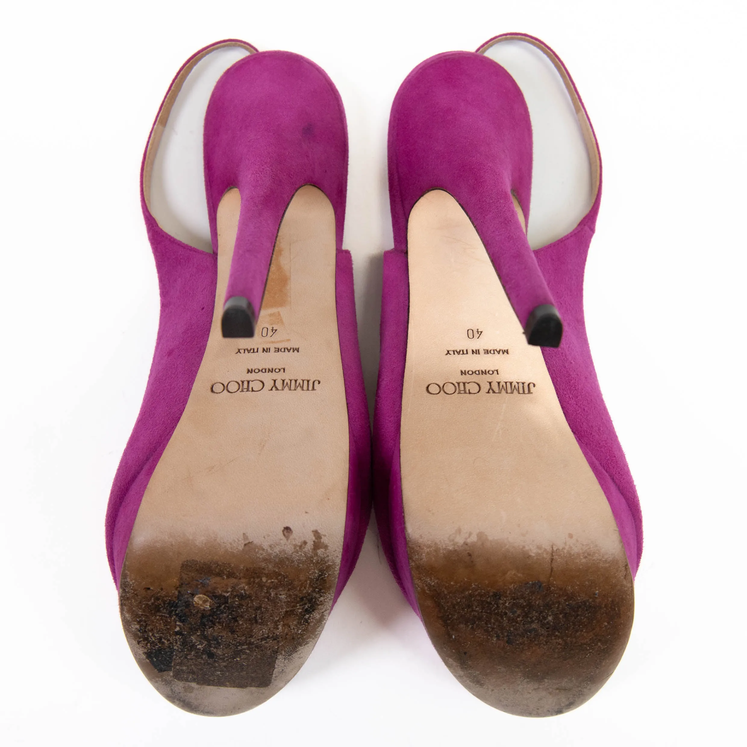 Jimmy Choo Purple Suede Peep Toe Slingback Pumps Size 40