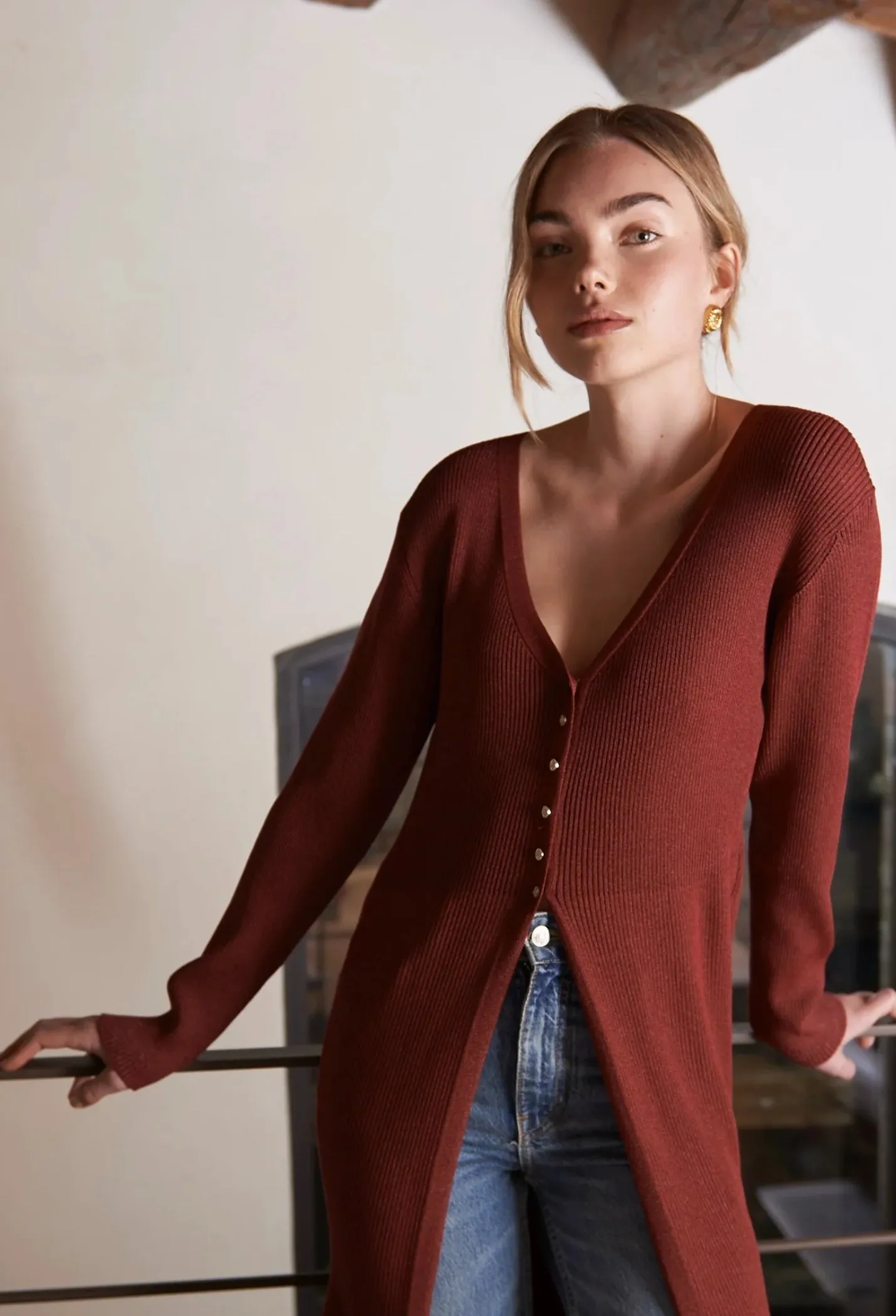 Jovonna Fleur Wine Knitted Dress