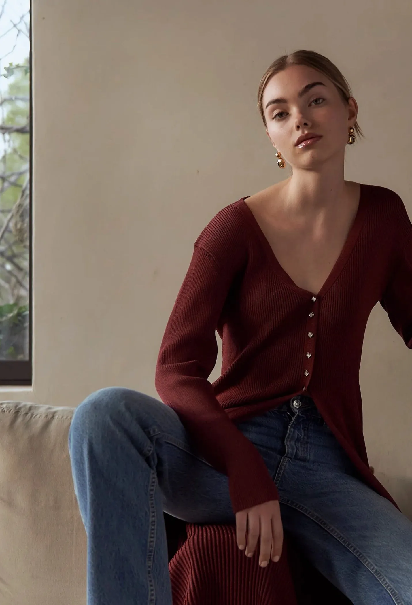 Jovonna Fleur Wine Knitted Dress