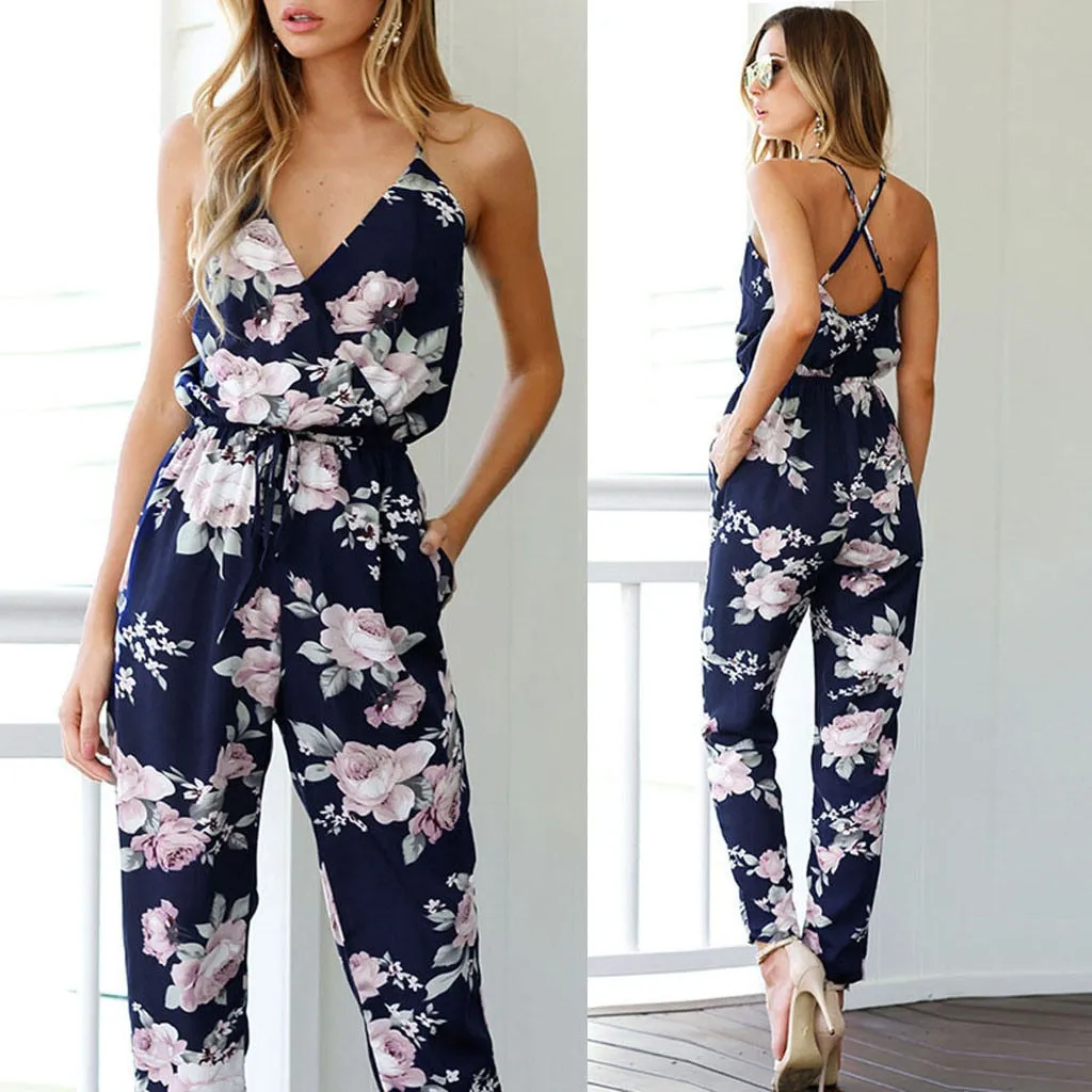 Juliana Sleeveless V-Neck Floral Jumpsuit