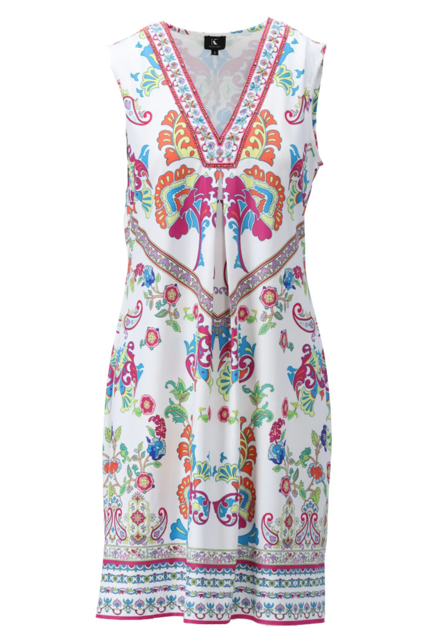 K Design A403 P963 Sleeveless V Neck Dress with Design