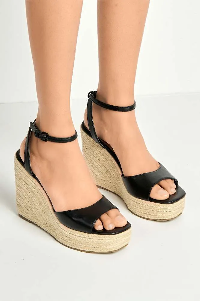 Kai Ankle Strap Wedges in Black